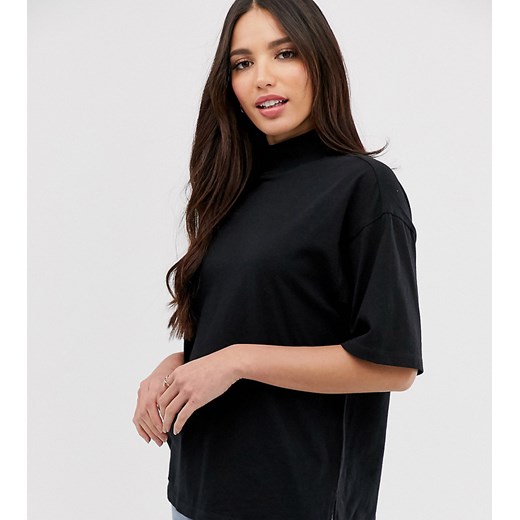 ASOS DESIGN – Tall – Czarny T-shirt z golfem