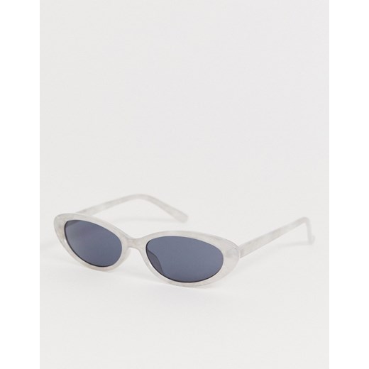 Jeepers Peepers – Białe, owalne okulary przeciwsłoneczne w stylu retro-Biały