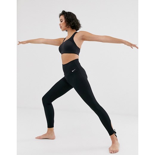 Nike – Czarne legginsy do jogi z wiązaniem-Czarny