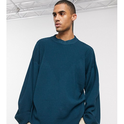 Noak – Niebieski sweter z okrągłym dekoltem i ściągaczem