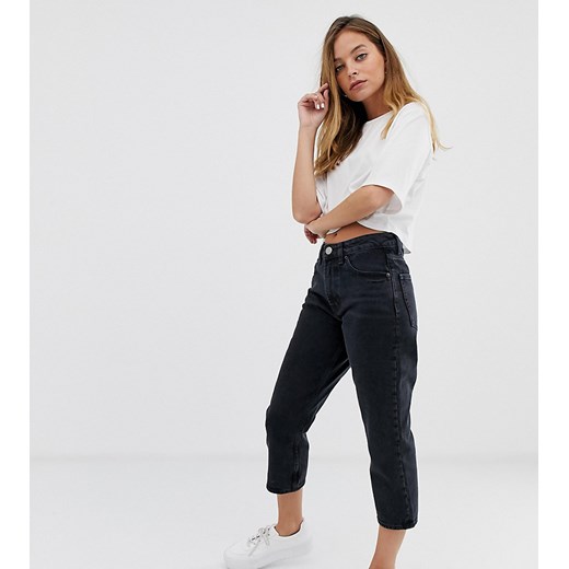 ASOS DESIGN Petite – Recycled Florence – Jeansy z prostymi nogawkami w kolorze spranej czerni-Czarny