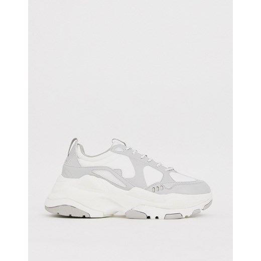 ASOS DESIGN – Szaro-białe buty sportowe na grubej podeszwie-Biały