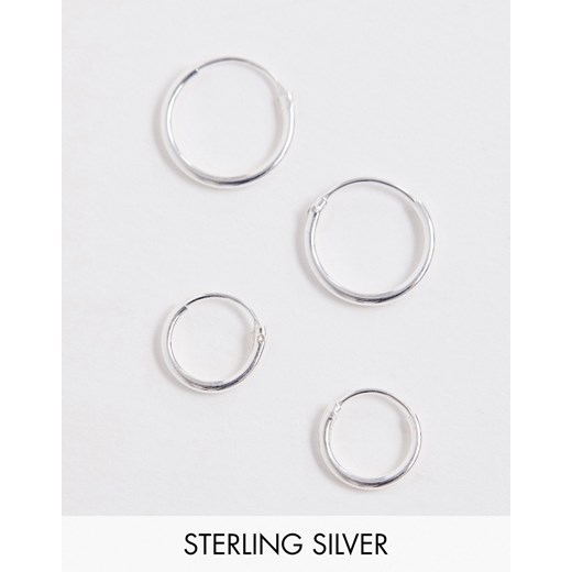 ASOS DESIGN – Zestaw srebrnych kolczyków-kół o średnicy 12 mm i 9 mm