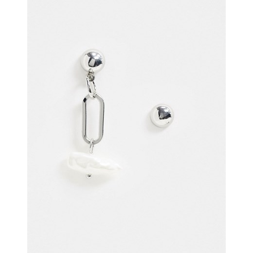 DesignB – Kolczyki-wkręty i długie kolczyki z perełkami w kolorze srebrnym