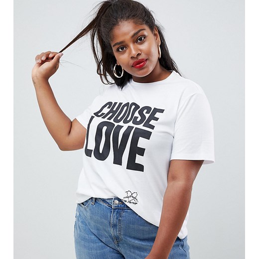 Help Refugees – Choose Love – Curve – Biały T-shirt z bawełny organicznej