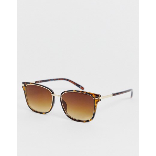 Jeepers Peepers kwadratowe okulary przeciwsłoneczne z czarno-brązowymi zausznikami