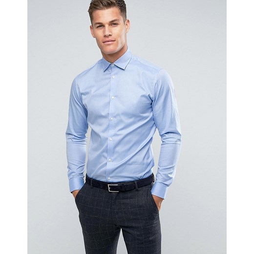 Selected Homme –Jasnoniebieska elegancka koszula o dopasowanym kroju z tkaniny easy iron-Niebieski