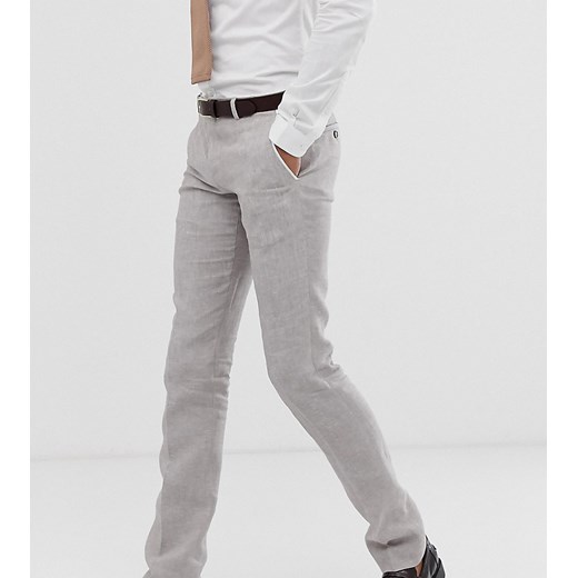 Twisted Tailor Tall lniane spodnie garniturowe o bardzo obcisłym kroju w kolorze szarym-Neutralne
