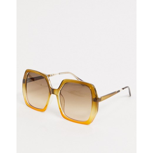 ASOS DESIGN – Brązowe kwadratowe okulary przeciwsłoneczne w stylu lat 70-tych-Brązowy