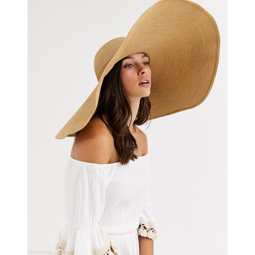 ASOS DESIGN – Brązowy duży słomiany kapelusz z regularcją rozmiaru