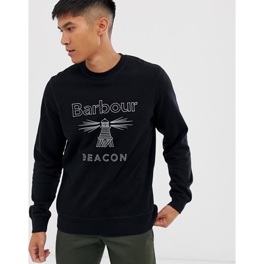 Barbour Beacon - Rowan - Czarna bluza dresowa z okrągłym dekoltem i dużym logo-Czarny