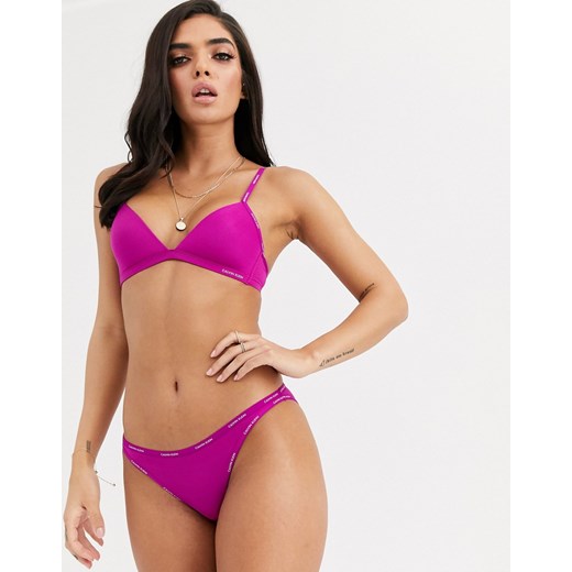 Calvin Klein – Majtki od bikini z paseczkami w odcieniu fuchsia-Różowy