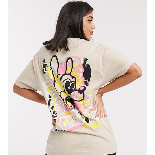 Crooked Tongues – Kamiennoszary T-shirt oversize z nadrukiem z psem-Kamienno-szary