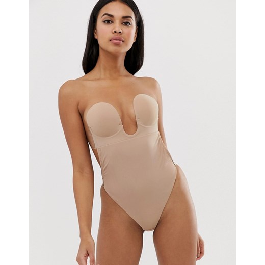 Fashion Forms - Body bez pleców i bez ramiączek z wycięciem w kształcie litery U-Beżowy