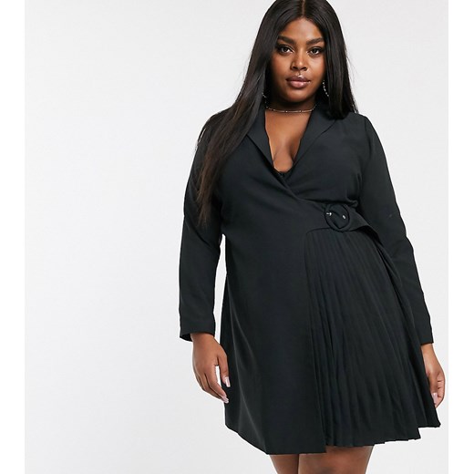 Sukienka Fashion Union Plus dla puszystych z paskiem czarna 