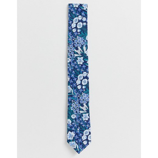 Gianni Feraud – Liberty – Bawełniany krawat z nadrukiem w pierwiosnki-Niebieski