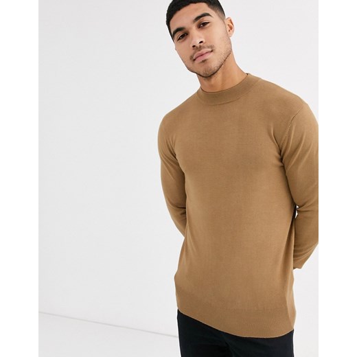 Gianni Feraud Premium — Sweter o kroju podkreślającym sylwetkę z okrągłym dekoltem-Brązowy