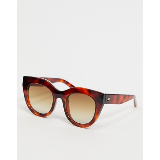 Le Specs – Szylkretowe okulary przeciwsłoneczne oversize typu kocie oczy-Brązowy