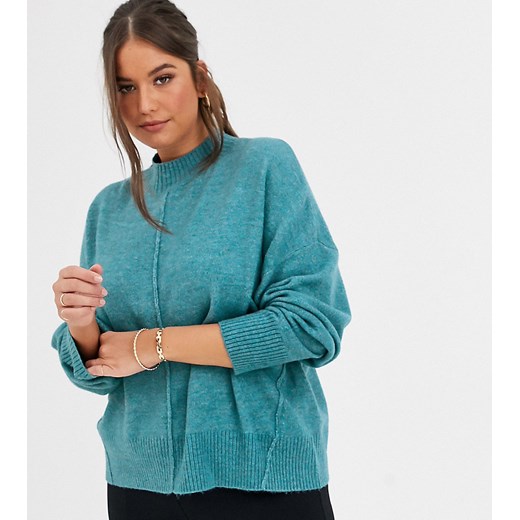 Micha Lounge Curve – Sweter z bufiastymi rękawami o luźnym kroju-Zielony