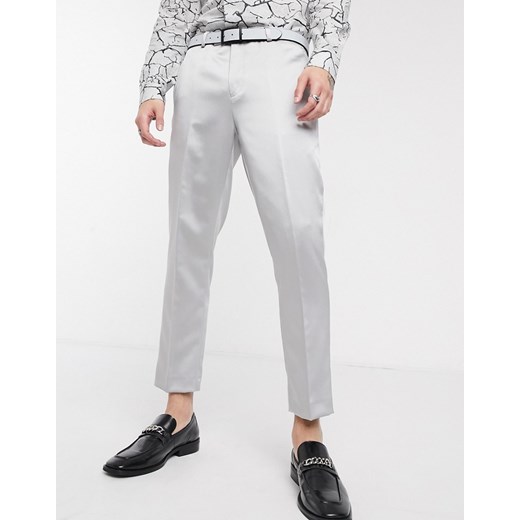 Twisted Tailor – Srebrne spodnie garniturowe-Srebrny