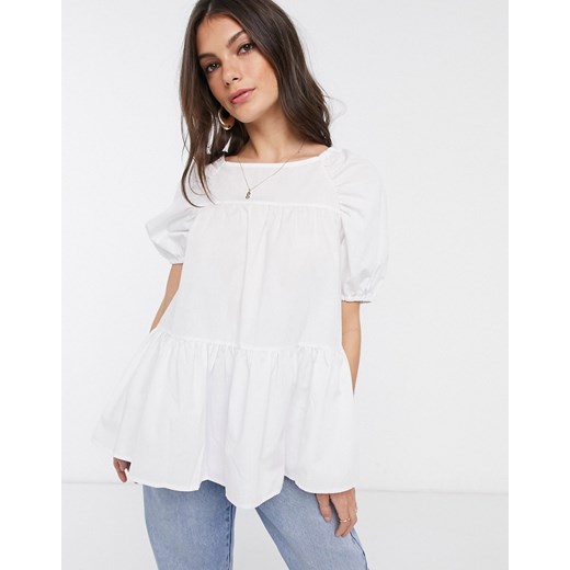 ASOS DESIGN – Bawełniany top ze zszytego materiału-Biały