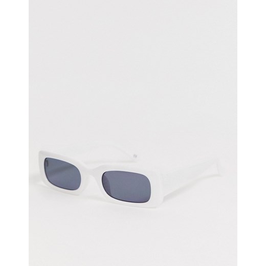 ASOS DESIGN – Białe, wąskie okulary przeciwsłoneczne w kwadratowych oprawkach-Biały