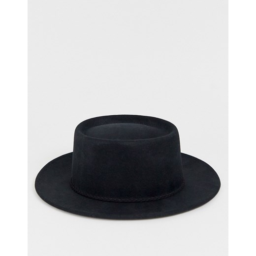 ASOS DESIGN – Czarny filcowy kapelusz z szerokim rondem i regulacją rozmiaru