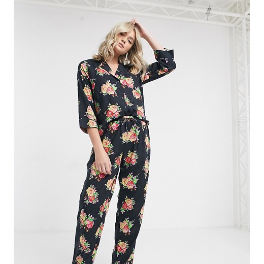 ASOS DESIGN Tall – Piżama w kwiaty w 100 % z modalu-Zielony