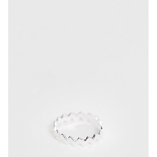 ASOS DESIGN – Zygzakowaty pierścionek ze srebra wysokiej próby-Srebrny