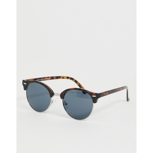 Okrągłe okulary słoneczne New Look z brązowego szylkretu-Brązowy