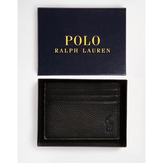 Polo Ralph Lauren – Czarne skórzane etui na karty-Czarny