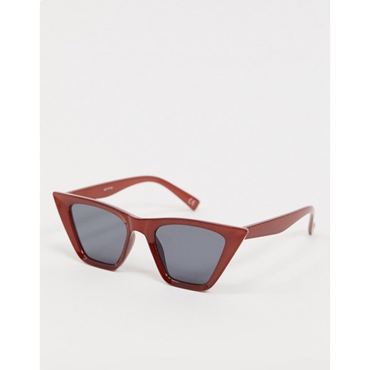 ASOS DESIGN – Brązowe kwadratowe okulary przeciwsłoneczne typu kocie oczy-Brązowy