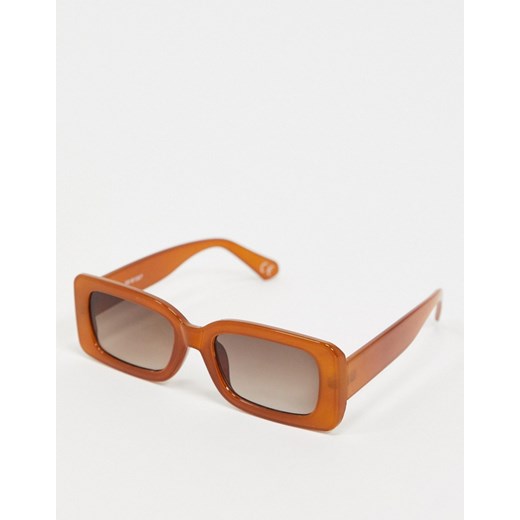 ASOS DESIGN – Brązowe kwadratowe okulary przeciwsłoneczne-Brązowy