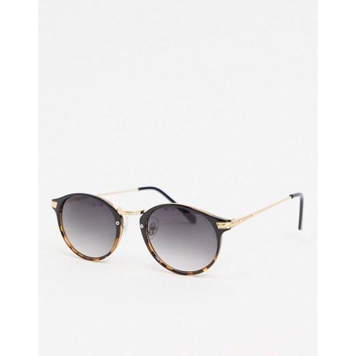Jeepers Peepers – Okrągłe okulary przeciwsłoneczne z czarno-szylkretowymi oprawkami-Czarny