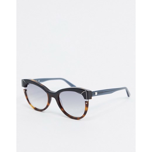 Karl Lagerfeld – Ikonic – Czarno-szylkretowe okulary przeciwsłoneczne typu kocie oczy-Czarny