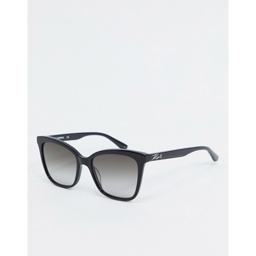 Karl Lagerfeld – Ironik – Kwadratowe okulary przeciwsłoneczne typu kocie oczy-Czarny