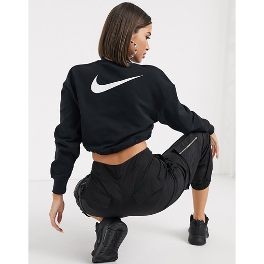 Nike – Czarna krótka bluza z elastycznymi troczkami z mini logo Swoosh-Black