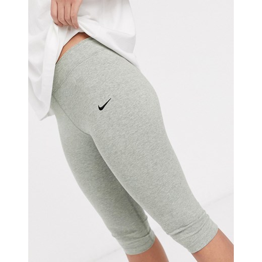 Nike – Szare legginsy capri z małym logo swoosha-Szary