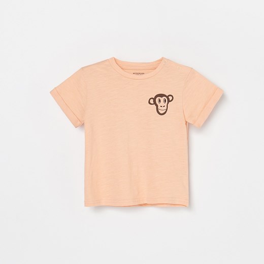 Reserved - Bawełniany t-shirt z nadrukiem - Pomarańczowy  Reserved 98 