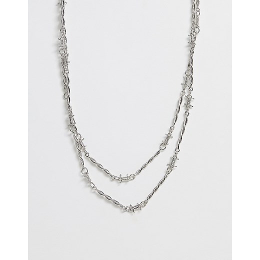 ASOS DESIGN – Połyskujący naszyjnik w srebrnym odcieniu inspirowany drutem kolczastym