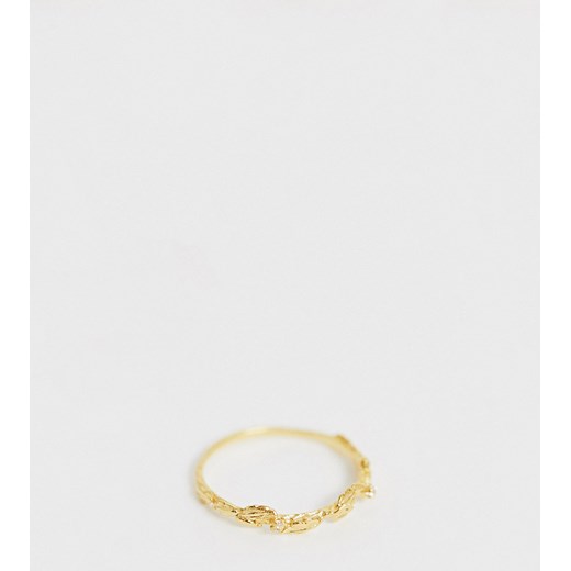 ASOS DESIGN – Pozłacany pierścionek ze srebra wysokiej próby z delikatnym kwiatowym wzorem winorośli-Złoty