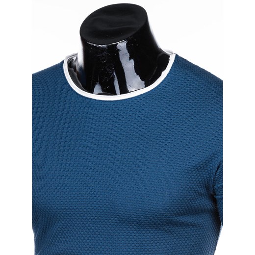 Sweter męski Edoti.com niebieski casual gładki 