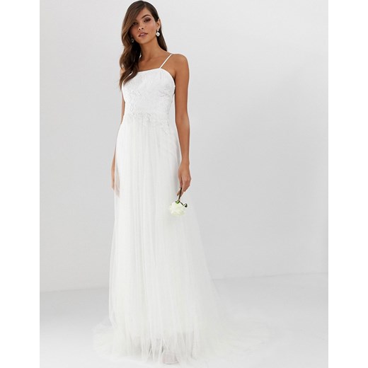 Sukienka Asos elegancka biała koronkowa maxi 