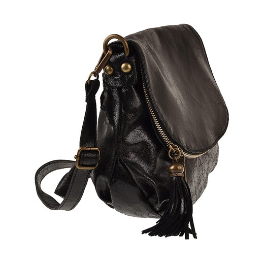 Skórzana torebka "Bao" w kolorze czarnym - 31 x 24 x 6 cm  Florence Bags OneSize promocja Limango Polska 