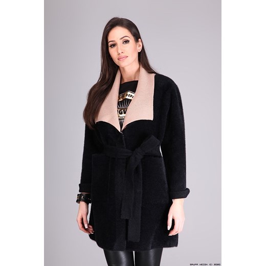 płaszcz damski luxury brands ** płaszcz z alpaki w czerni- camelowy kołnierz Luxury Brands  XL LUXURYONLINE