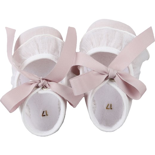 Buciki niemowlęce różowe Paz Rodriguez bez wzorów z tkaniny wiązane 