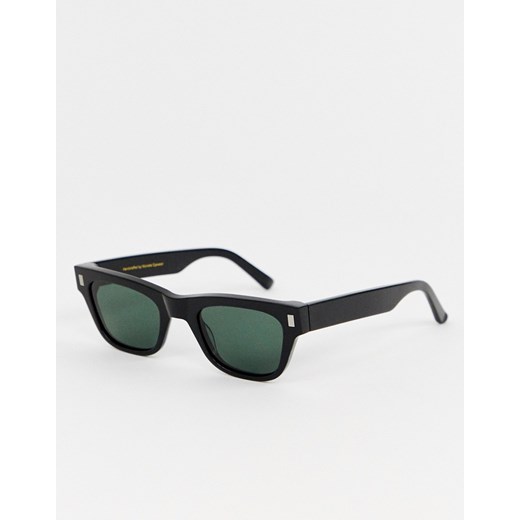 Monokel Eyewear – Aki – Czarne okulary przeciwsłoneczne z kwadratowymi oprawkami-Czarny
