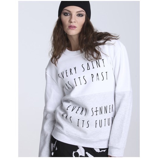 Dwukolorowa Bluza / Sweatshirt "Sinner Vs Saint" White&Grey mustache-pl fioletowy aktywna