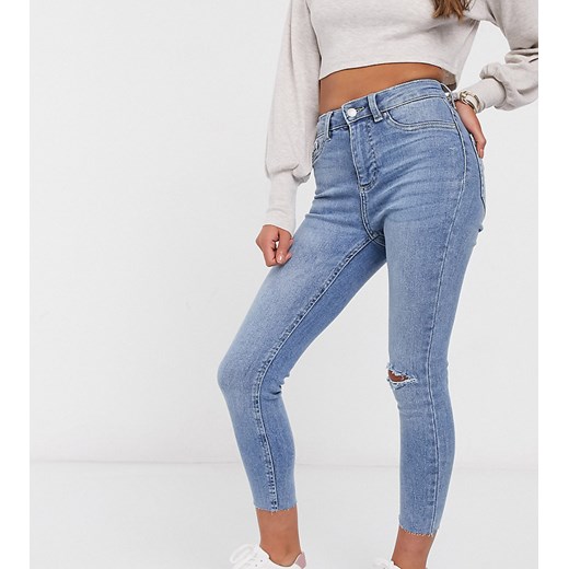 New Look Petite – Niebieskie prążkowane jeansy w stylu disco