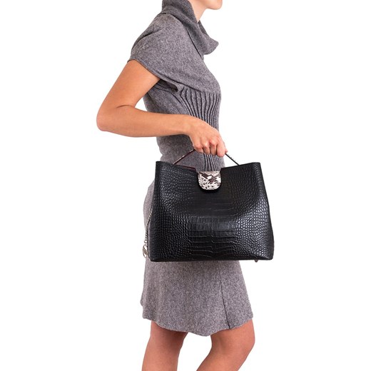 Mia Tomazzi Skórzana torebka "Bagolino" w kolorze czarnym - 31 x 26 x 13 cm